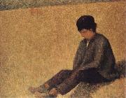 Georges Seurat The small Peasant sat on the lawn of the Pasture Sweden oil painting artist